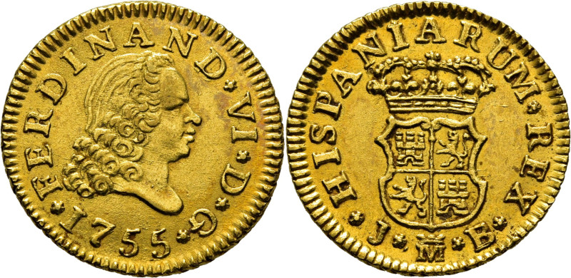 Fernando VI. Madrid. 1/2 escudo. 1755. JB. La última D del nombre rectificada. C...