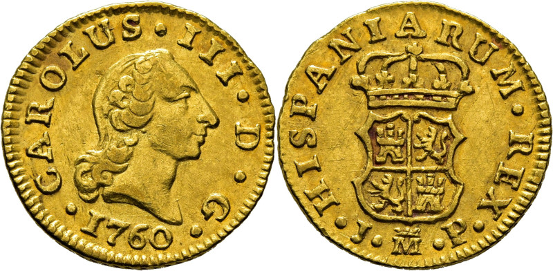 Carlos III. Madrid. 1/2 escudo. 1760. JP. Cy12141. 1´79 g. Cordoncillo mejorable...