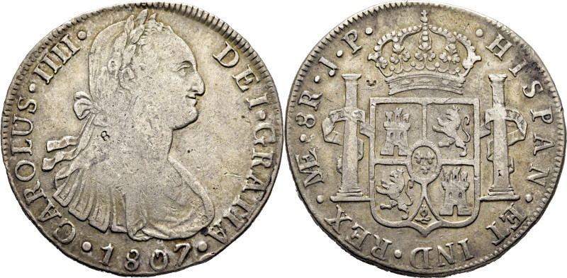 Carlos IV. Lima. 8 reales. 1807. JP. Cy13972. Punzón en ambas áreas. MBC