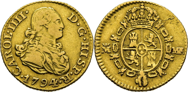 Carlos IV. Madrid. 1/2 escudo. 1794. MF. Cy13994 (870€). 1´66 g. Hojita en rever...