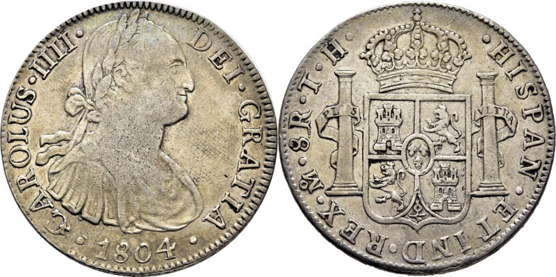 Carlos IV. México. 8 reales. 1804. TH. Cy13952. Algo frotado. Casi MBC+, restos ...