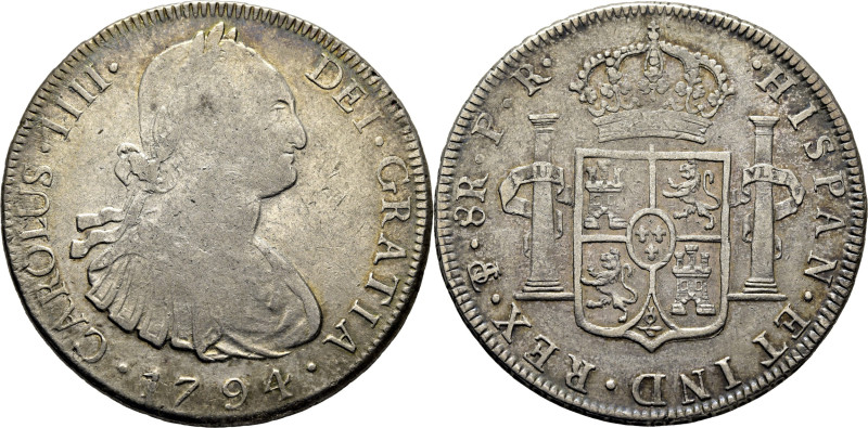 Carlos IV. Potosí. 8 reales. 1794. PR. Cy13871. MBC/MBC+, ínfimos restos de bril...