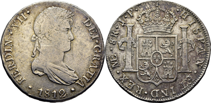 Fernando VII. Lima. 8 reales. 1812. JP. Cy15868. Raya delante del busto. Alguna ...