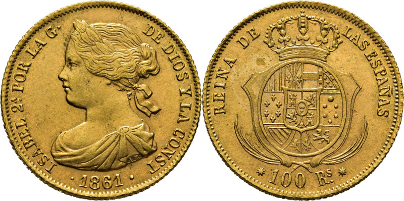 Isabel II. Barcelona. 100 reales. 1861. Cy17383 (720€). 8´44 g. Leve suciedad en...