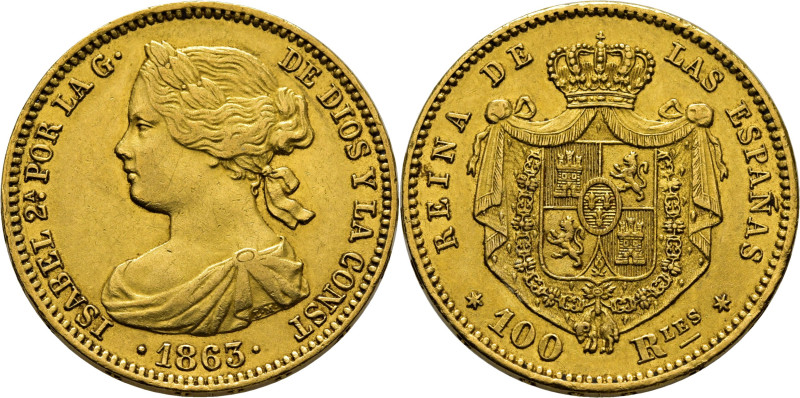 Isabel II. Madrid. 100 reales. 1863. Cy17392. 8´41 g. MBC+/EBC-