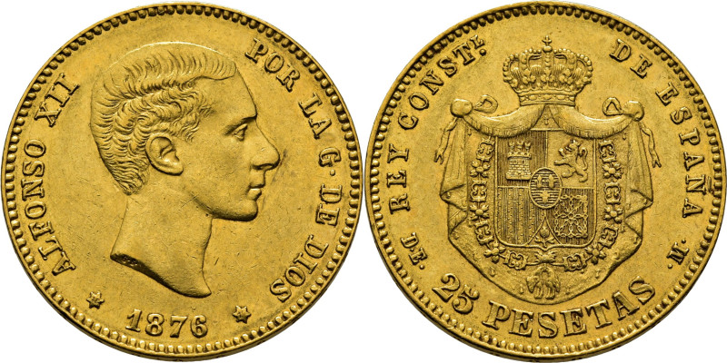 Alfonso XII. Madrid. 25 pesetas. 1876*18-76. DEM. Cy17523. 8´07 g. MBC+