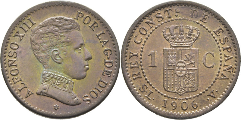 Alfonso XIII. Madrid. 1 céntimo. 1906*6. SLV. Cy17573. SC+/SC, todo su brillo or...