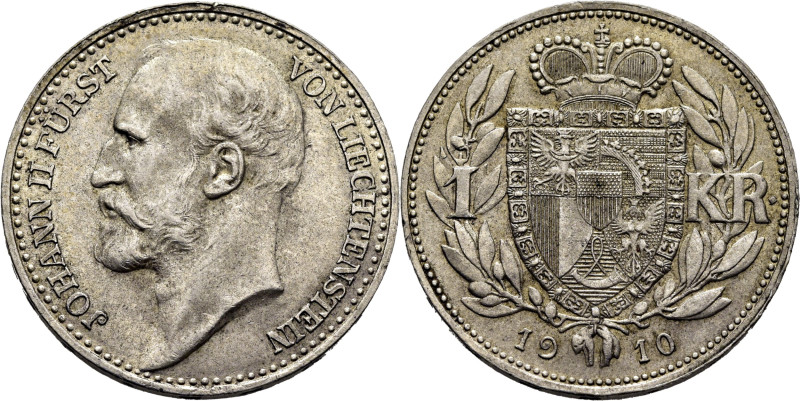 LIECHTENSTEIN. JUAN II. 1 korona. 1910. K2 (+20$). EBC-, restos de brillo origin...