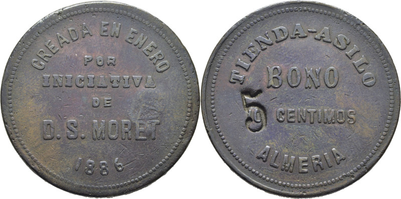 ALMERÍA. Tienda asilo. Bono 10 céntimos. Creada en enero 1886 por iniciativa de ...