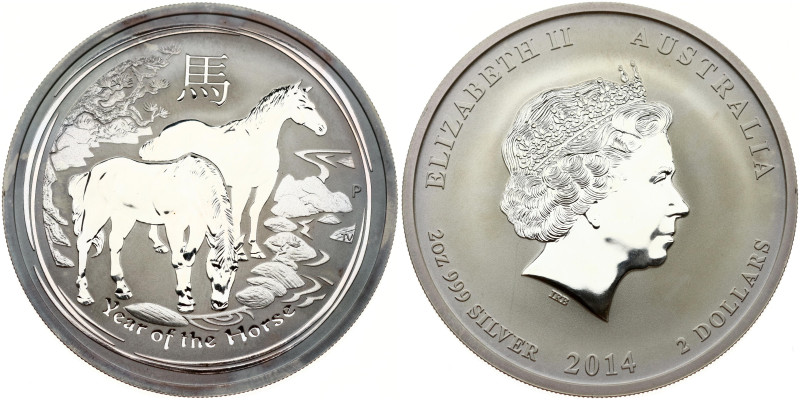 Australia. Elizabeth II (1952-2022). 2 Dollars 2014 P Year of the Horse. Silver....