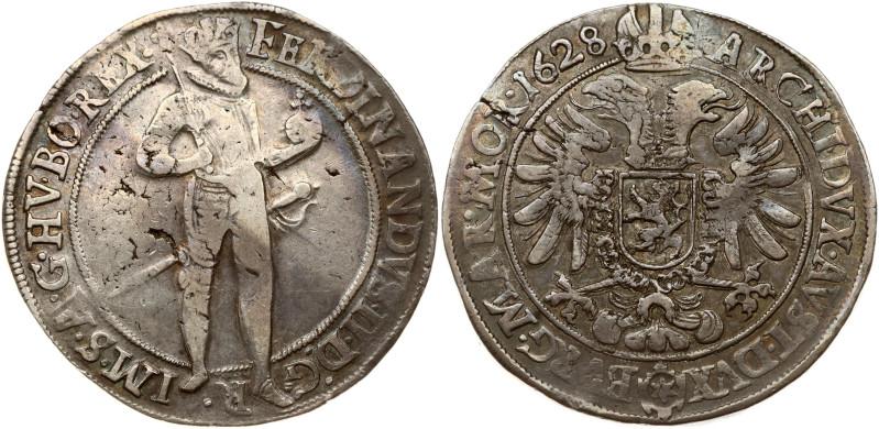 Holy Roman Empire, Bohemia. Ferdinand II (1617-1637). Taler 1628 Kuttenberg. Sil...