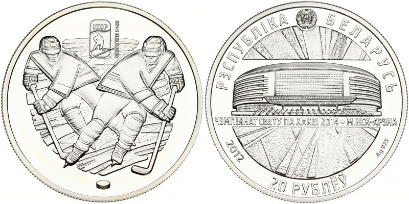 Belarus. 20 Roubles 2012, The 2014 World Ice Hockey Championship. Minsk-Arena. S...