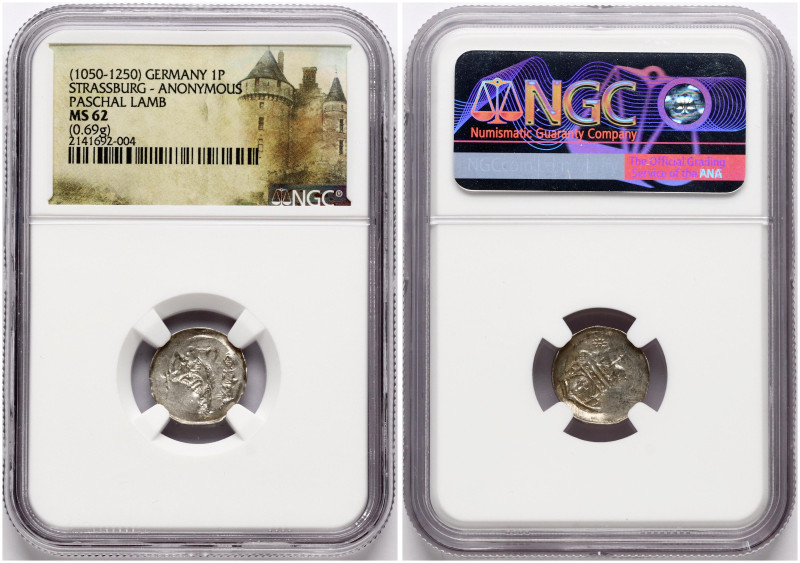 Germany, Strasbourg. Anonymous (1050-1250). Pfennig ND Paschal Lamb. Silver 0.69...