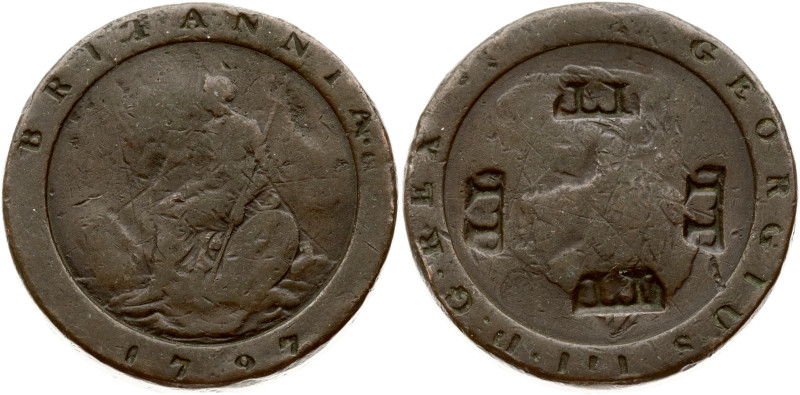 Great Britain. George III (1760-1820). 2 Pence 1797. (with 4 stamps 'TT' of a pr...