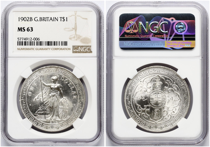 Great Britain. Edward VII (1901-1910). Trade Dollar 1902 B. Silver. KM-T5. NGC M...