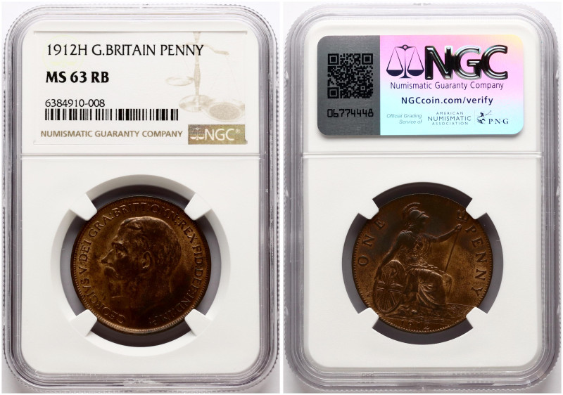 Great Britain. George V (1910-1936). Penny 1912 H. Bronze. KM 810, Sp 4052. NGC ...