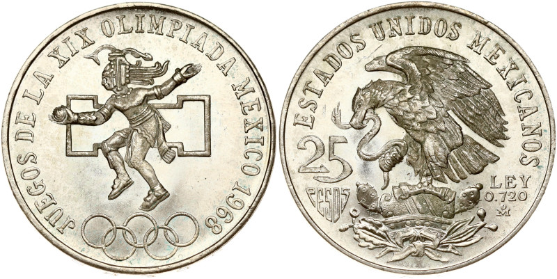 Mexico. 25 Pesos 1968 Mo. Olympic Games. 19th Summer Olympics - Mexico 1968. Sil...