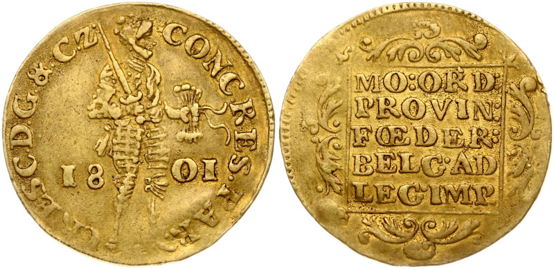 Netherlands, Batavian Republic, Gelderland. Ducat 1801. Gold 3.45 g. KM 11.1. Sl...