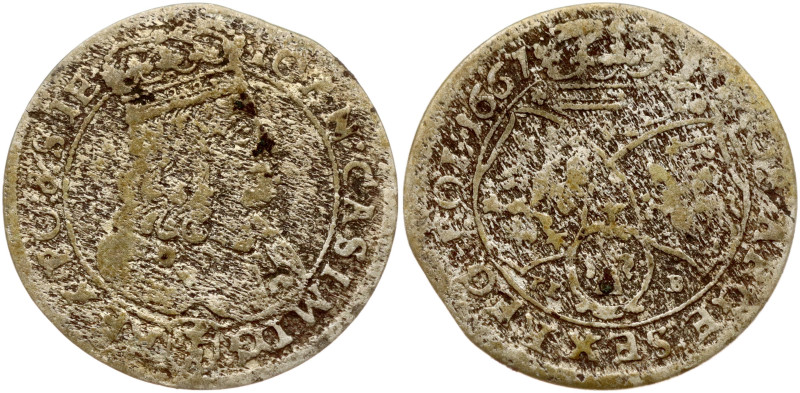 Poland. Jan II Kazimierz Waza (1649–1668). Szostak 1667 TLB, Bydgoszcz. Silver 2...