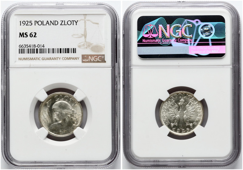 Poland. 1 Zloty 1925 London. Silver. Parchim. 107b; Y-15. NGC MS 62