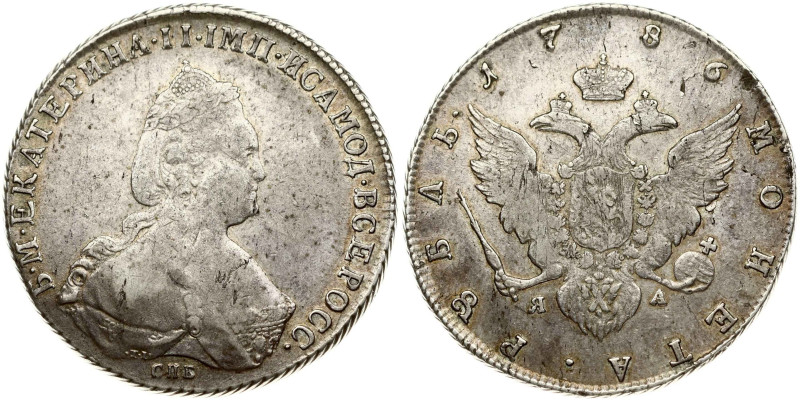 Russia. Catherine II (1762-1796). Rouble 1786 СПБ-ЯА, St. Petersburg. Silver 25....