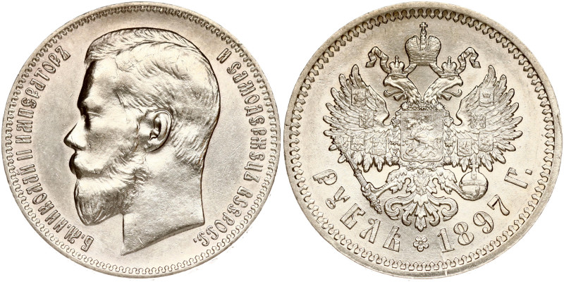 Russia. Nicholas II (1894-1917). Rouble 1897 АГ, St. Petersburg. Silver 19.98 g....