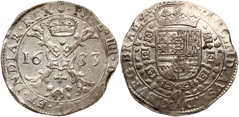 Spanish Netherlands, Brabant. Philip IV (1621-1665). Patagon 1633 Antwerp. Silve...