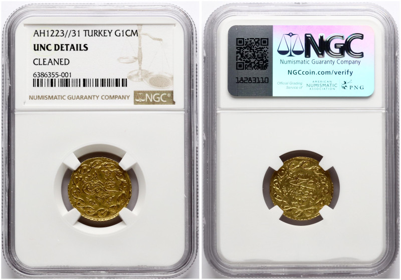 Turkey. Mahmud II (1808-1839). Cedid Mahmudiye 1223//31. Gold. KM 645. NGC UNC D...