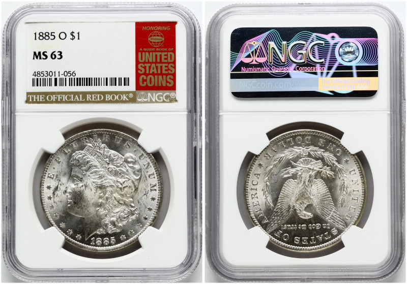 USA. Morgan Dollar 1885 O, New Orleans. Silver. KM 110. NGC MS 63