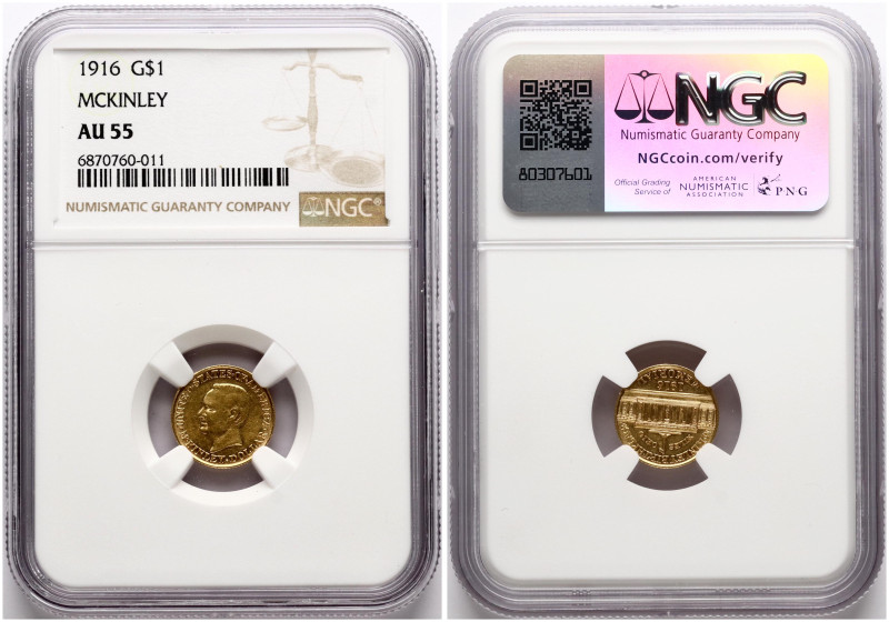 USA. Dollar 1916, Erection of the McKinley Birthplace Memorial. Gold. KM 144. NG...