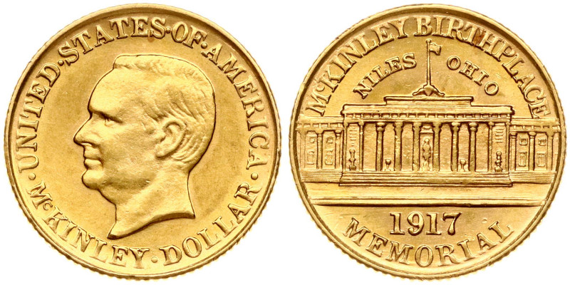 USA. Dollar 1917, Erection of the McKinley Birthplace Memorial. Gold 1.66 g. KM ...