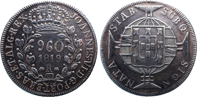 Portuguese Brazil 
 D. Jo&atilde;o VI - 960 Reis 1819 R Silver Mbc AG: 25.06 Wei...