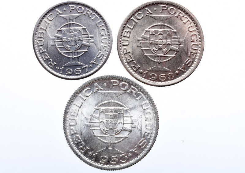 Portuguese Cape Verde&nbsp; 
Lot of 3 Superb Coins 
2.50 Escudas 1967 
 5 Escuda...