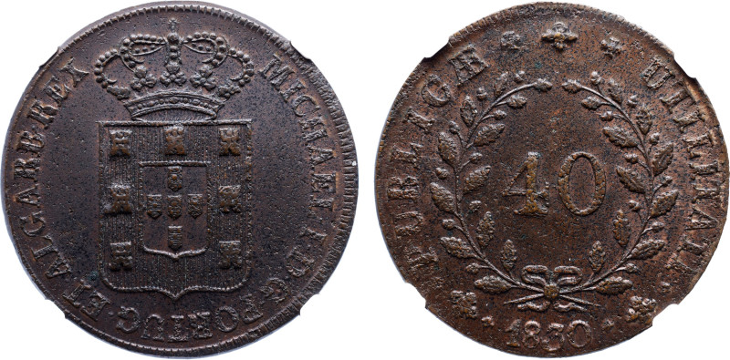 NGC Portuguese 
 D. Miguel I - Pataco 1830 - NGC MS-63 BN - AG: 02.04 
A: MICHAE...