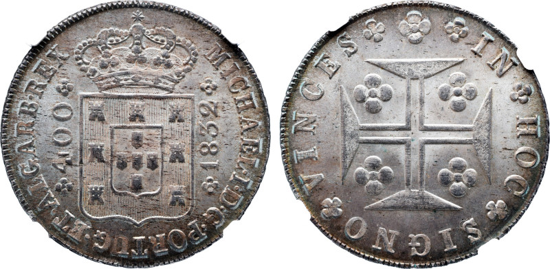 NGC Portugal 
D. Miguel I - Cruzado Novo 1831 - NGC MS-64 - AG: 12.05 
 A: MICHA...