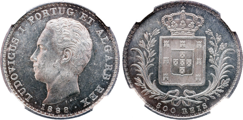 NGC Portuguese 
D. Luis I - 500 Reis 1888 - NGC MS-62 - AG: 12.20 
A: LUDOVICUS ...