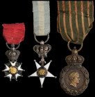 France, Légion d’Honneur, Napoleon I, Type 4, reduced sized breast badge, in silver and enamels, with gold centre, 23.7. chipped, good fine; Décoratio...