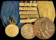 Germany, Prussia, Franco-Prussian War Order of the Crown Trio: Order of the Crown, Gold Medal, Type 1, in bronze-gilt; 1870 Campaign, 5 clasps, Metz, ...