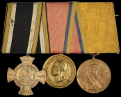 Germany, Prussia, 1866 War Trio: Main Armee Cross 1866; Oldenburg, 1866 Campaign, by Kölbel; Wilhelm I Centenary, 1897, mounted for wearing, generally...