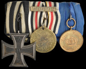 Germany, 1914 Iron Cross and China Campaign Trio: Iron Cross 1914; China Campaign, Combatant Issue, single clasp, Tsekingwan; 12 Years Long Service Me...