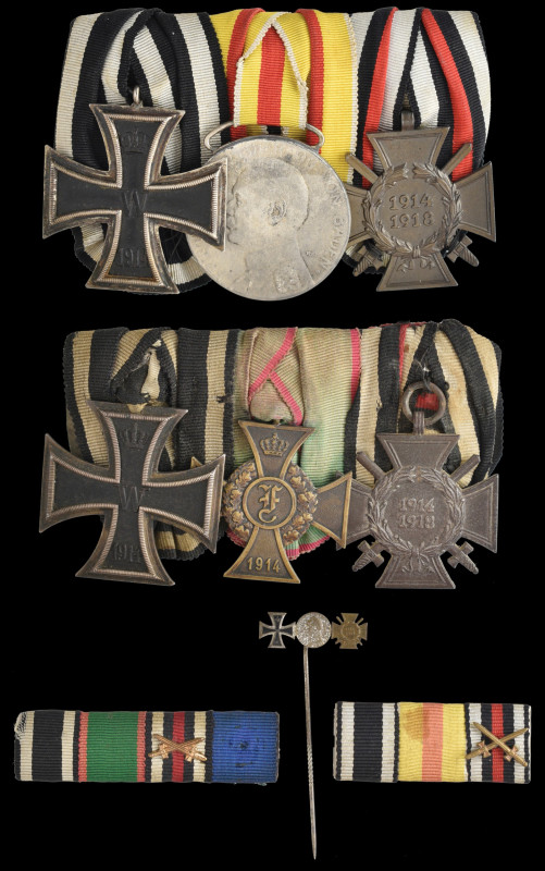 Germany, Great War Mounted Trios (2): Iron Cross 1914; Anhalt, Friedrich Kreuz, ...