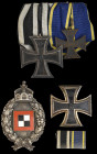 Germany, Great War Group of 4: Iron Cross 1914, First Class badge, reverse stamped .800., with pin-back suspension; Iron Cross 1914; Brunswick, War Me...