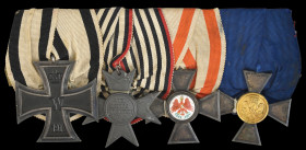 Germany, Prussia, Great War Mounted Non-Combatant Group of 4: Iron Cross 1914, with non-combatant riband; War Aid Merit Cross, in war metal: Order of ...