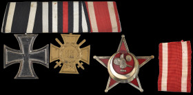 Germany, Great War Mounted Trio: Iron Cross 1914; Honour Cross of the Great War, by 7 R.V Pforzheim (7th Reichverband); Turkey, War Medal, by B.B. & C...
