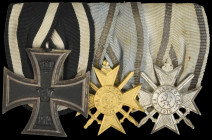 Germany, Great War ‘Bulgarian Front’ Trio: Iron Cross 1914; Bulgaria, Order of Military Bravery, 1915, Second and Third Class soldier’s crosses, mount...