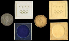 Germany, Third Reich, Olympic Games Souvenir Attendees Medals, 1936, (2), in .999 silver, by the Sächs Münze and in bronze, by the Bayer Hauptmunzamt....