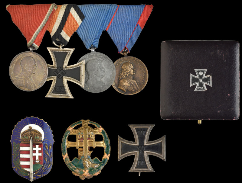 Hungary, Great War and later Group of 7, Vitezi Order, badge in gilt and enamels...