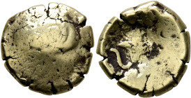 CENTRAL EUROPE. Vindelici. 1st century BC. Stater (Subaeratus, 17 mm, 6.13 g), 'Regenbogenschüsselchen, Blattkranz mit Vogelkopf/Kreuz mit Voluten' ty...