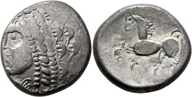 CENTRAL EUROPE. Noricum (East). Circa 2nd-1st centuries BC. Tetradrachm (Silver, 25 mm, 11.09 g, 9 h), 'Samobor B' type. Celticized head of Apollo to ...