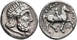 LOWER DANUBE. Uncertain tribe. Circa late 4th-3rd century BC. Tetradrachm (Silver, 25 mm, 13.99 g, 12 h), imitating an issue of Philip II of Macedon f...